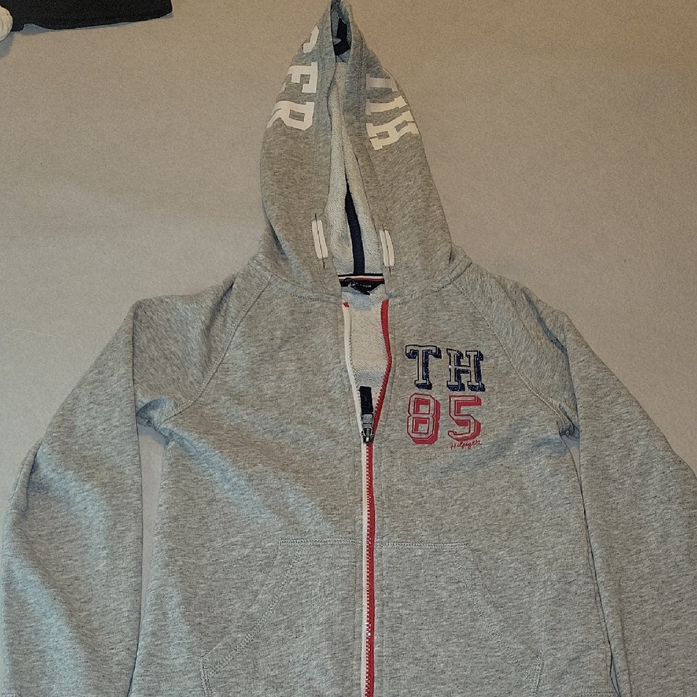 Tommy Hilfiger Gray Kids Hoodie with TH 85 Design